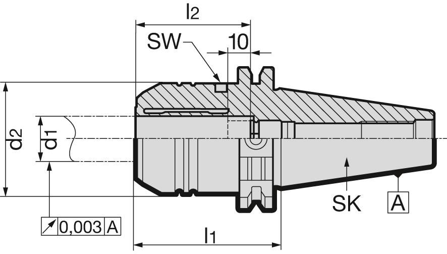 Hydro-Dehnspannfutter DIN69871ADB SK40 20x64,5mm schwer GÜHRING