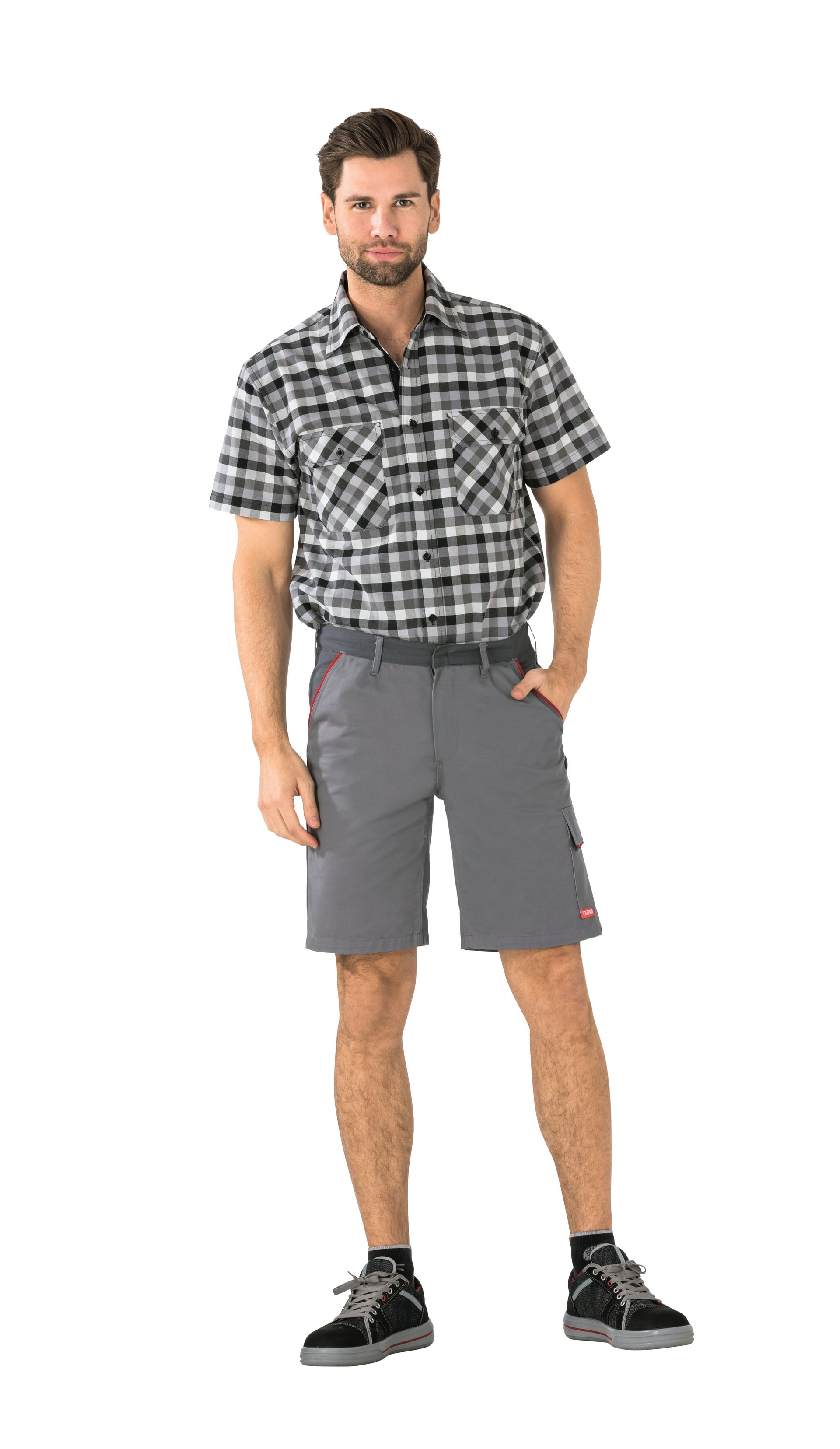 Planam Shorts Highline zink/schiefer/rot Gr. XS