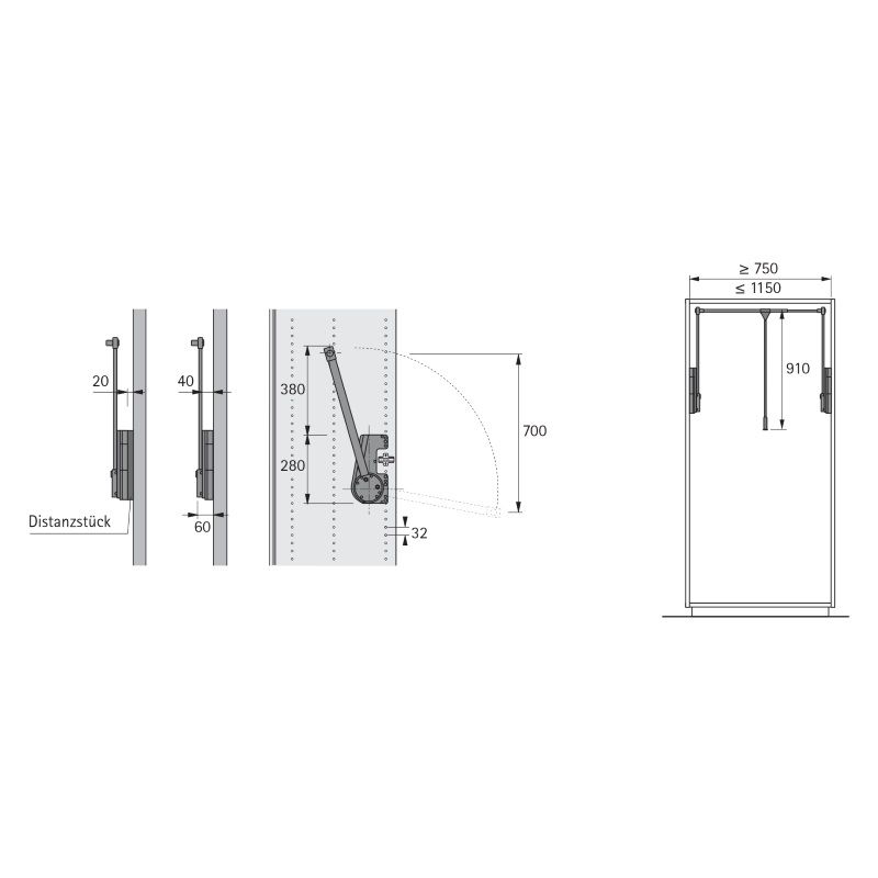HETTICH Distanzstück, 20 mm