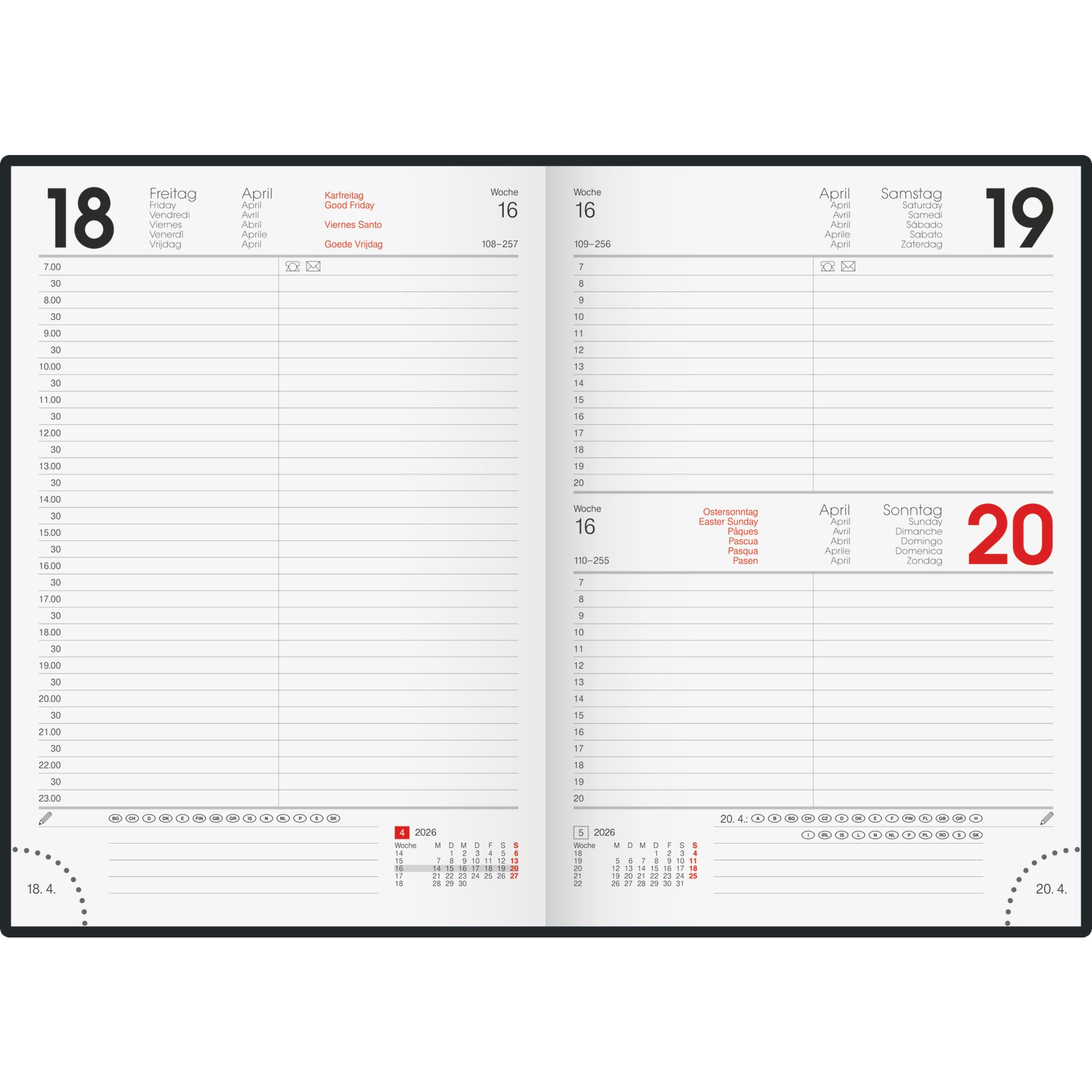 Buchkalender miradur A5 1T/1S bl
