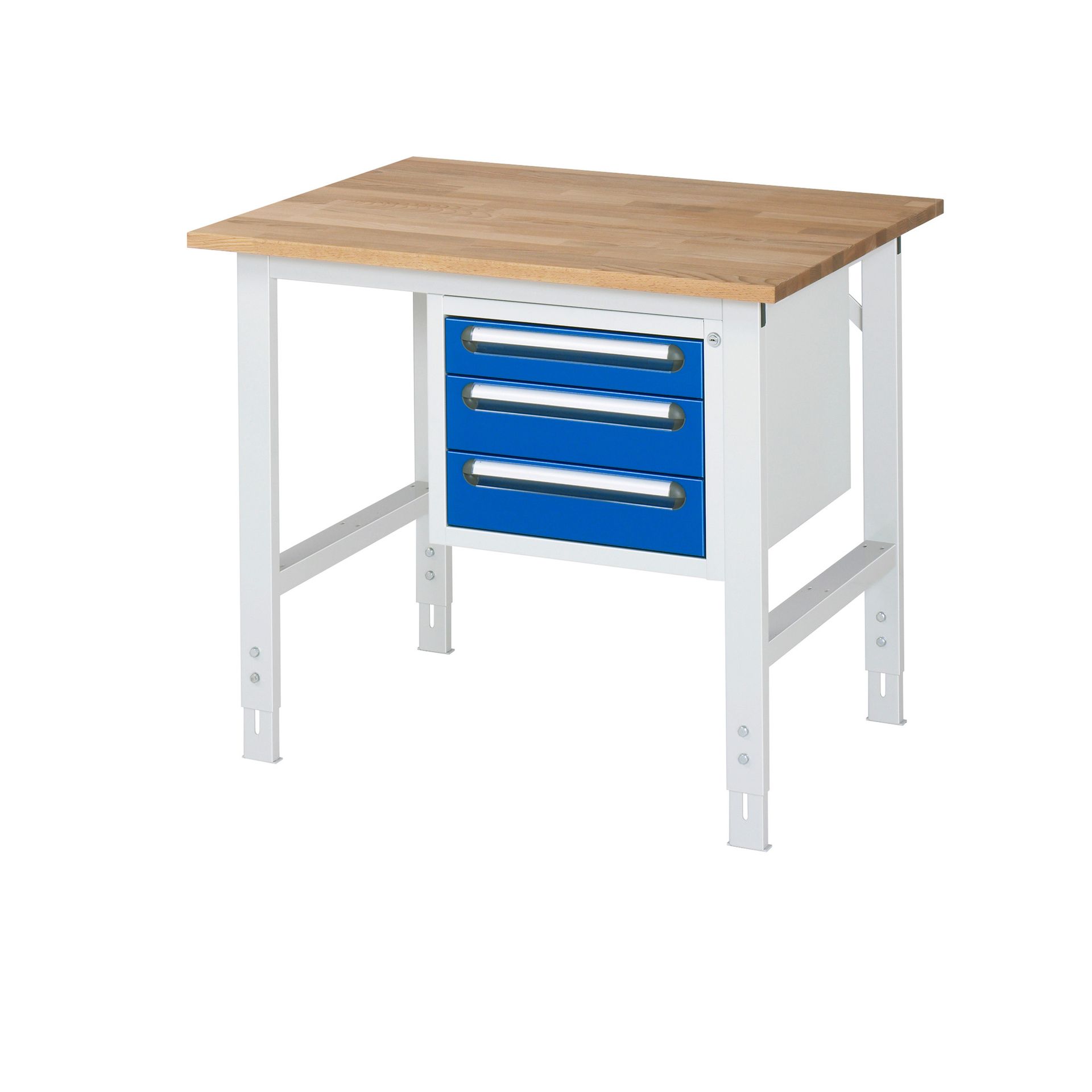 Arb.Tisch 1000x800x760-1080 3xSchub B-Platte 25mm lgr/ebl