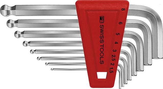 Winkelschraubendreher- Satz im Kunststoffhalter 8-teilig 1,5-8mm Kugelkopf PB Swiss Tools