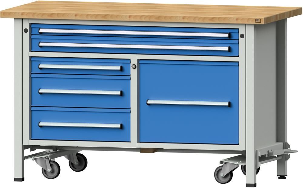 Anke Kastenwerkbank B1500xT700xH930mm RAL7035/RAL5012 BMP 40mm 6 Schubladen