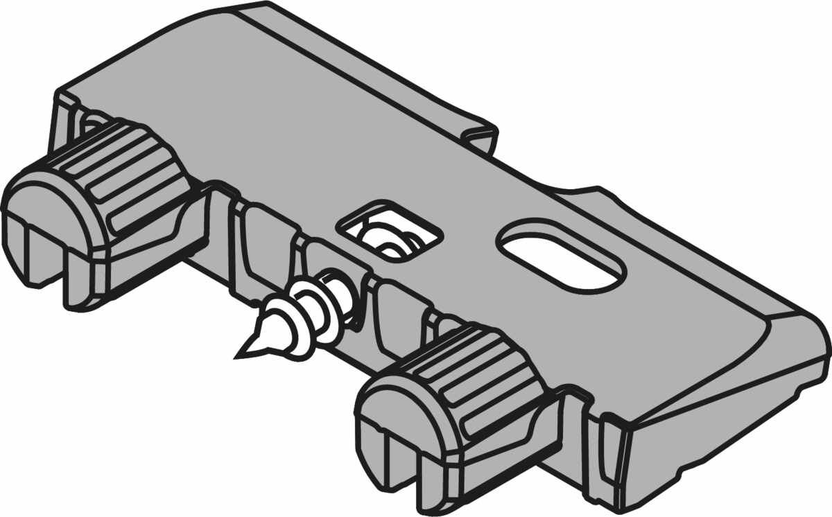 TANDEMBOX Bodenabstützwinkel, erforderlich ab Korpusbreite ≥ 750 mm, Einpressen und Schrauben, R7037 staubgrau