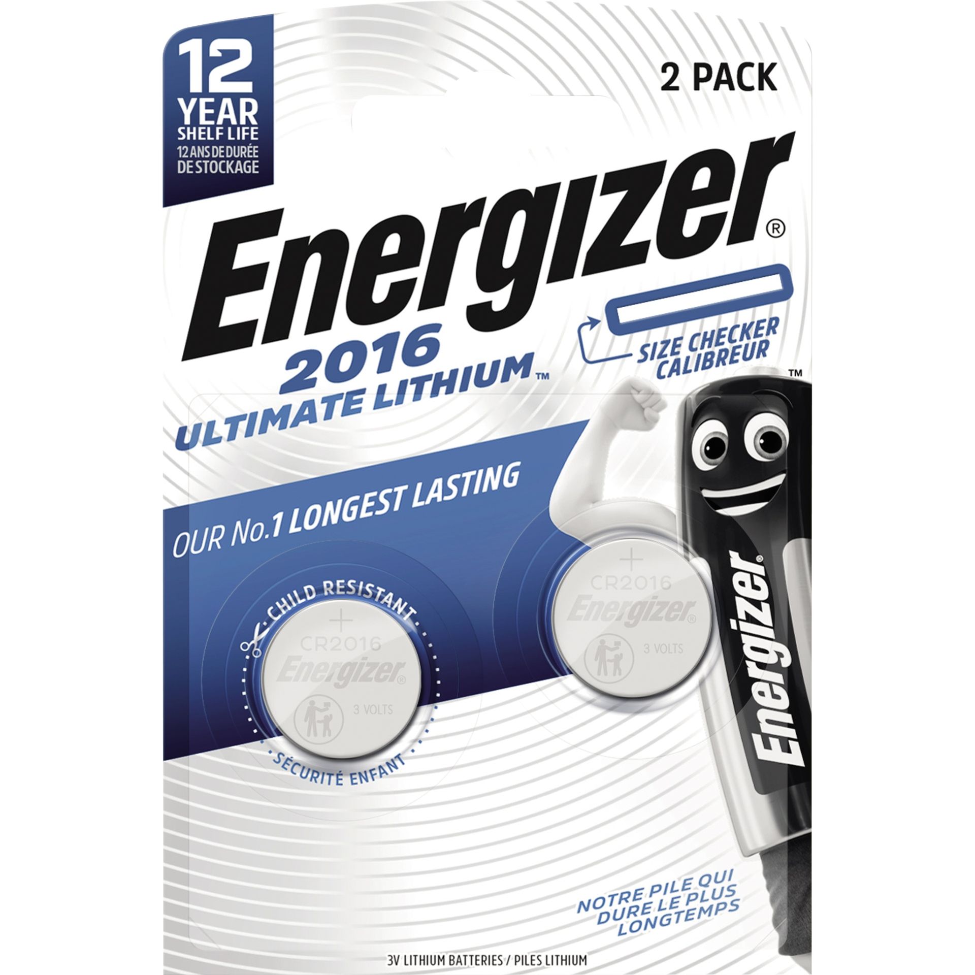 Knopfzelle CR 2016 Lithium 2 St./Pack.