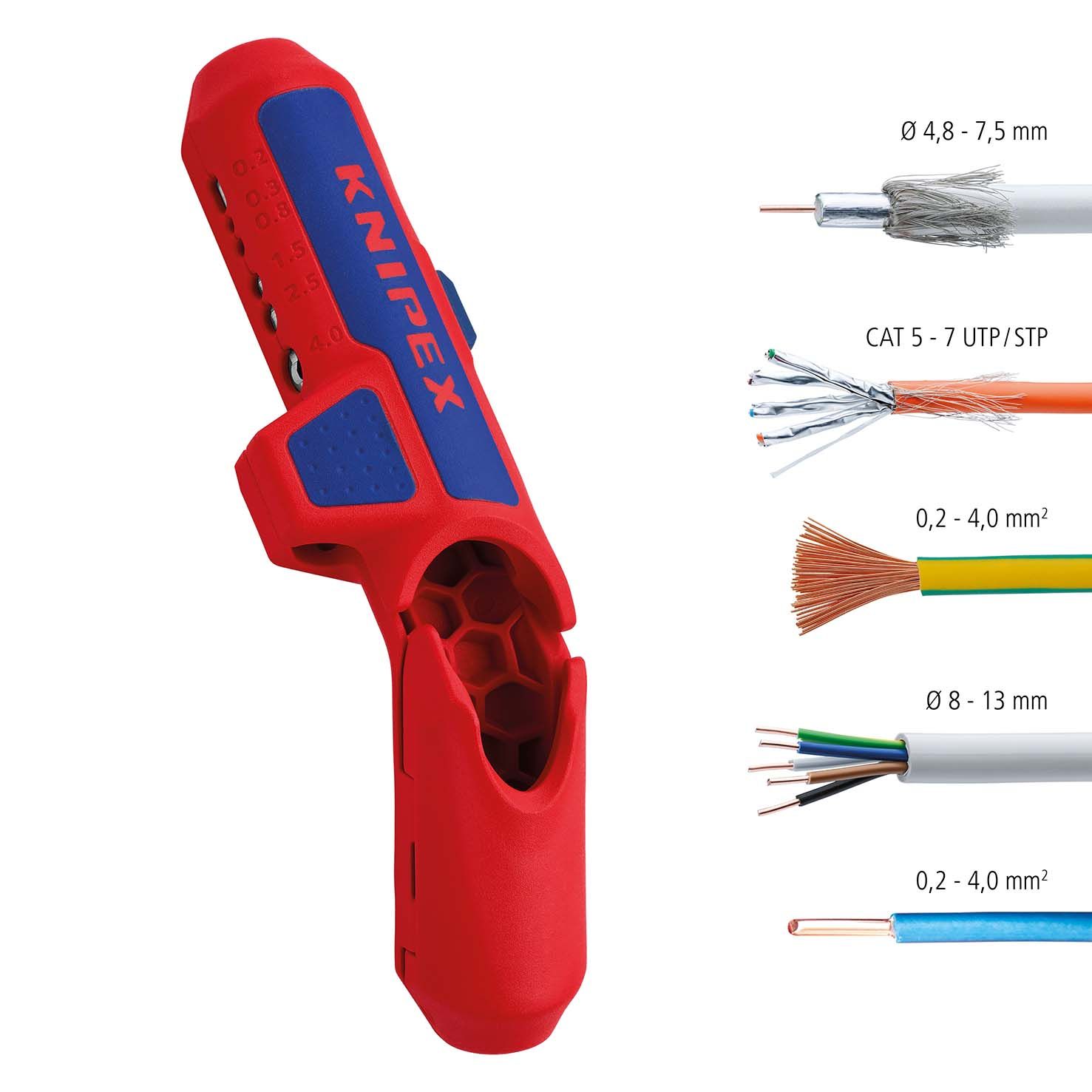 KNIPEX ErgoStrip® Universal-Abmantelungswerkzeug für Rechtshänder