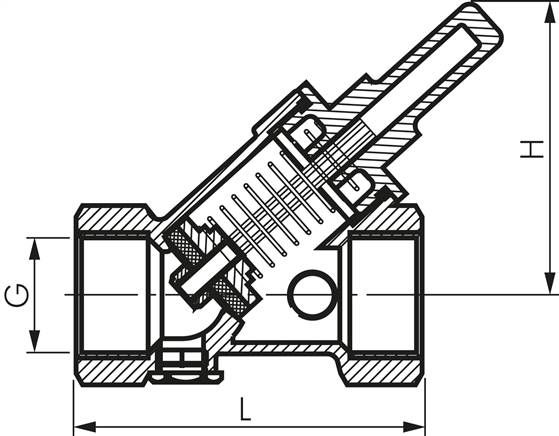 Schrägsitz-Rückschlagventil, Rp 3/8", PN 16 / Standard, Messing