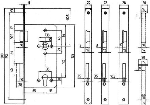 Haustürschloss PZW 65/92/10 Din R STUMPF