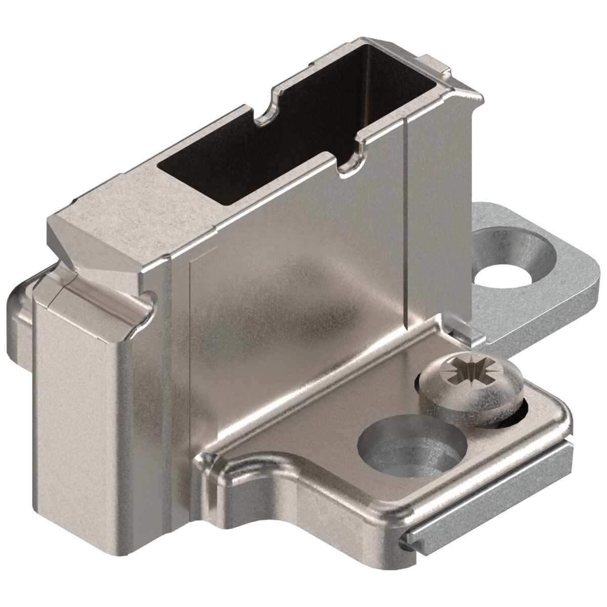 CLIP Montageplatte, kreuz, 18 mm, Zink, zum Schrauben für Systemschrauben, vernickelt