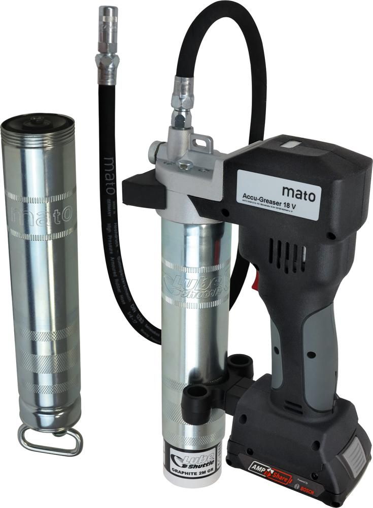 Akku-Fettpresse 18V/2Ah PREMIUM-S-LS AMPShare m. Ladegerät u.Akku MATO