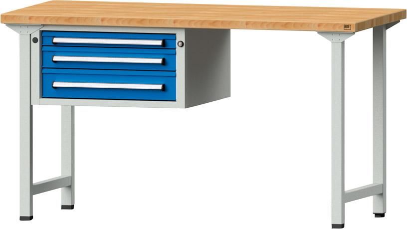 Anke Kombi-Werkbank B1500xT700xH840mm RAL7035/5012 BMP: 40 mm 3 Schubladen