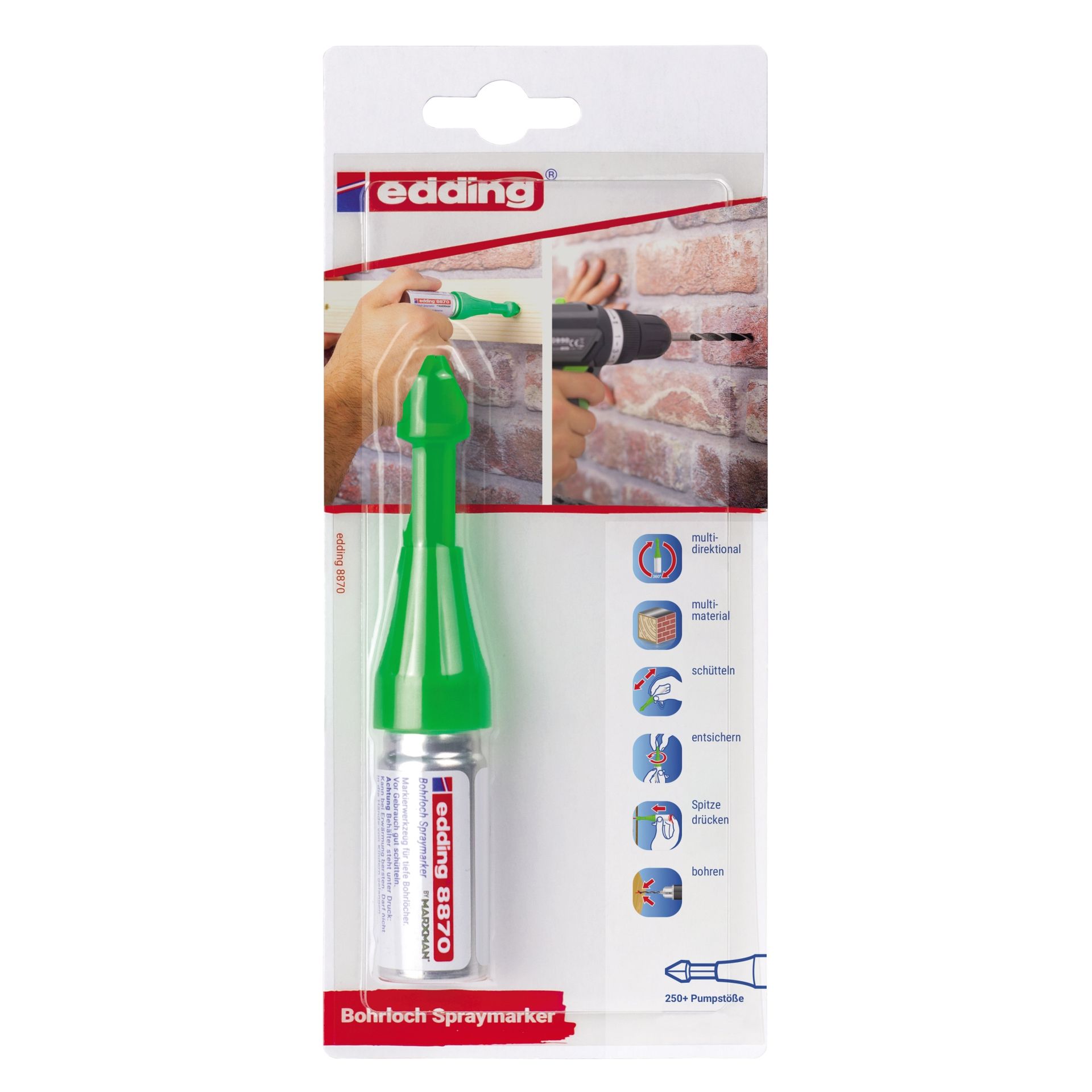 Bohrloch Spraymarker 8870 neongrün 1er Blister