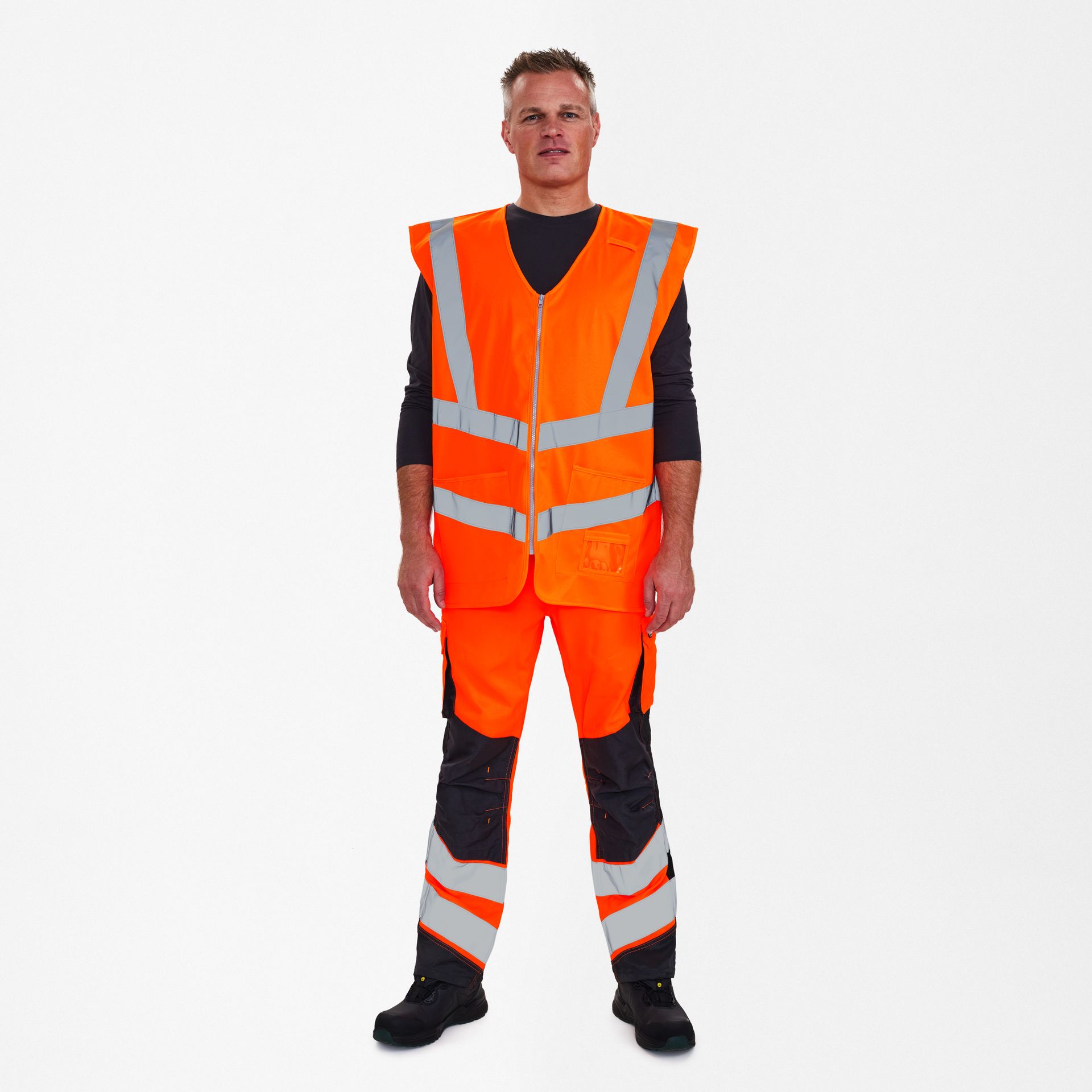 Safety Weste mit Reißverschluss Hi-vis Orange, Gr. M/L
