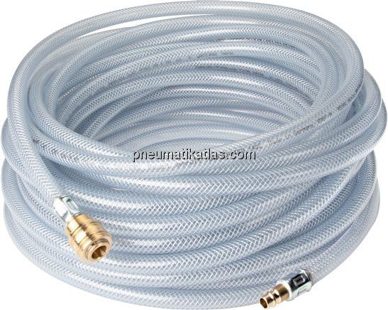 PVC-Gewebeschlauch 6x12mm, 5mtr. mit Kupplung & Stecker