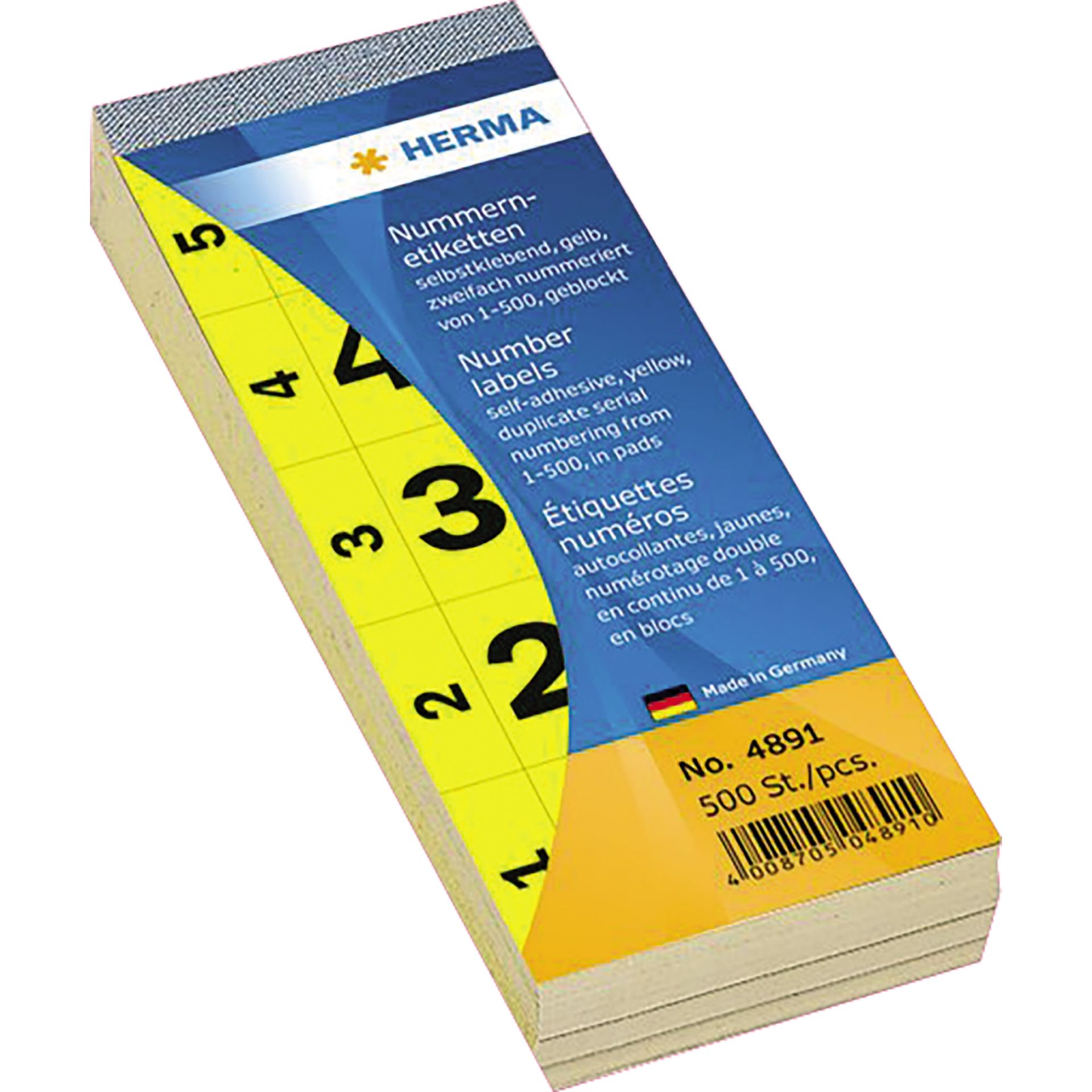 Nummernblock 1-500 sk 28x56mm gelb 500 St./Pack.
