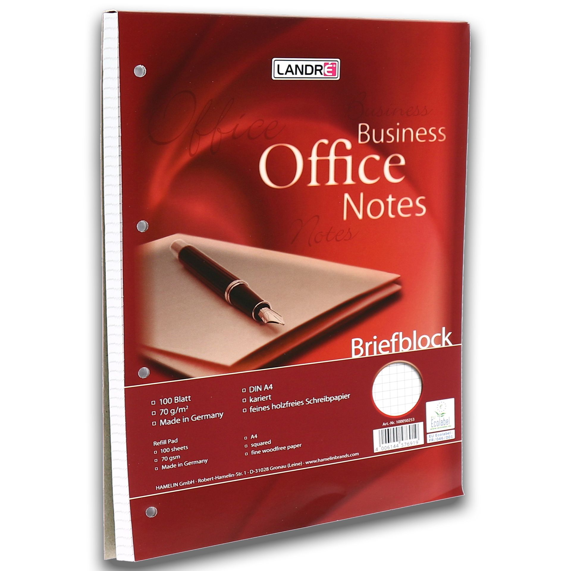 Briefblock  A4 4fach gel 100Bl kar