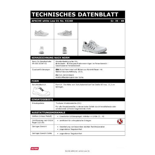 ELTEN APACHE Berufshalbschuh O1, Weiß, Gr. 41