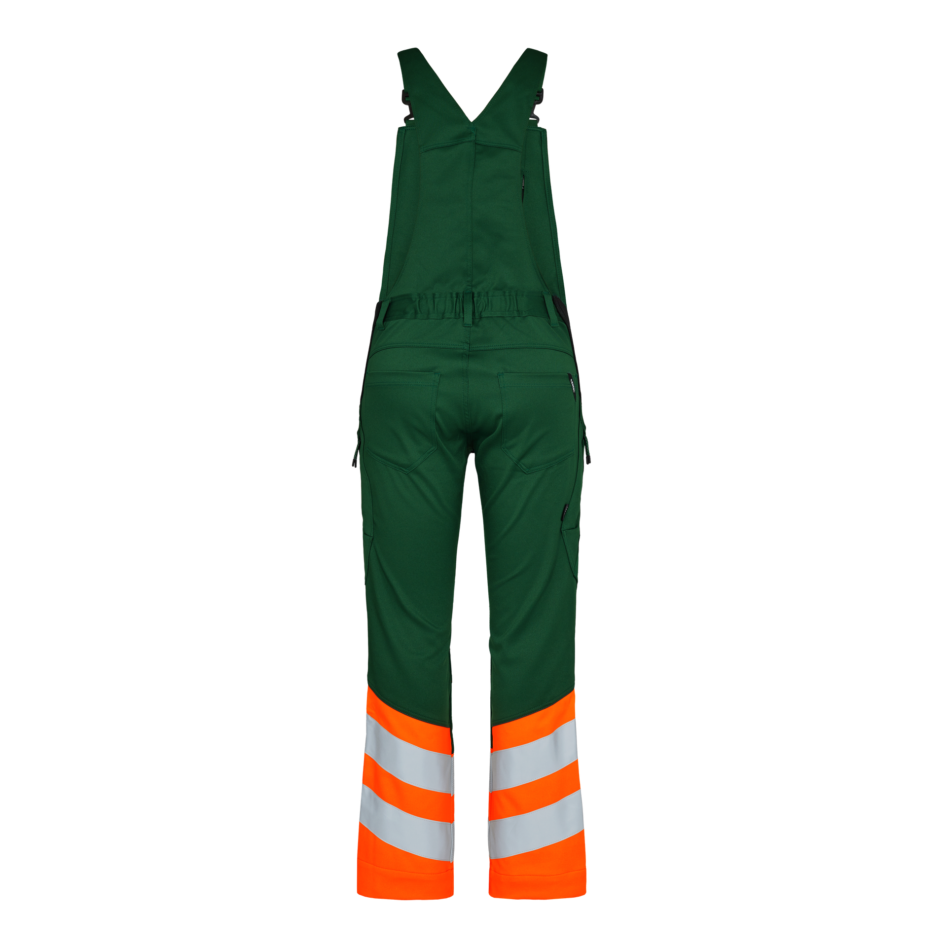 Safety Latzhose mit 2-Wege-Stretch Grün/Orange, Gr. 42