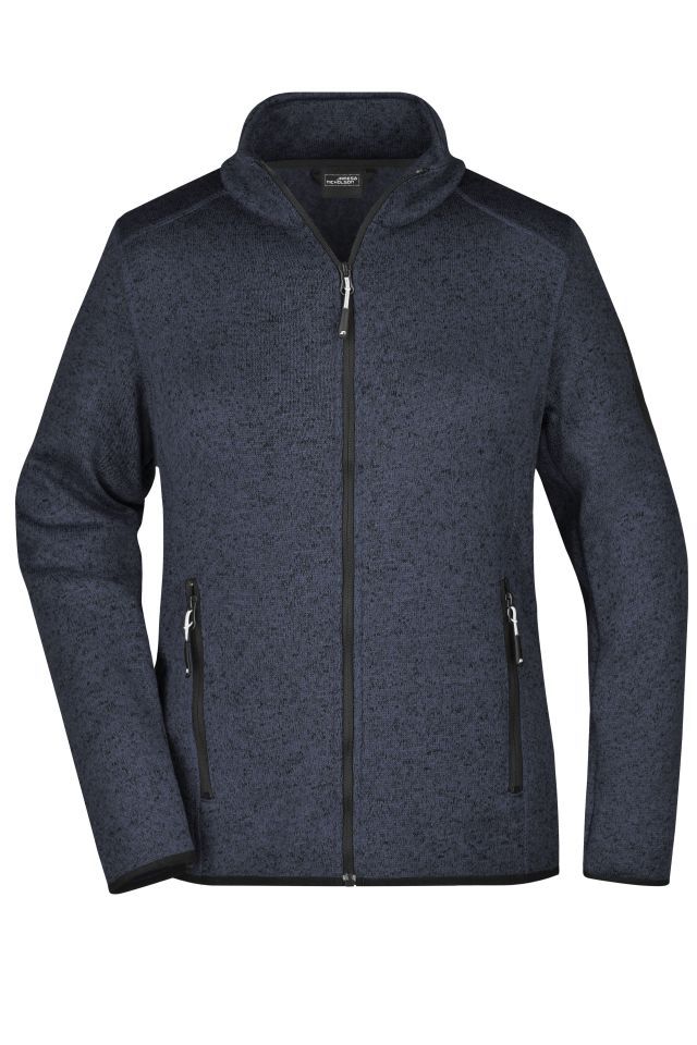 Ladies' Knitted Fleece Jacket Modische Strickfleece Jacke mit Stehkragen grau, Gr. S