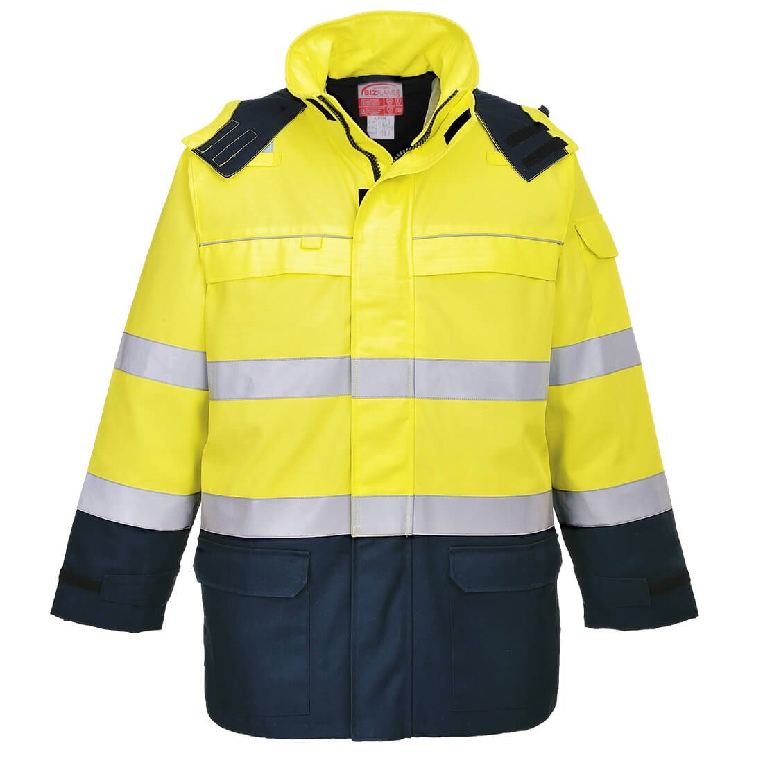 Portwest Bizflame Warnschutz-Regenjacke, Gelb, Gr. M