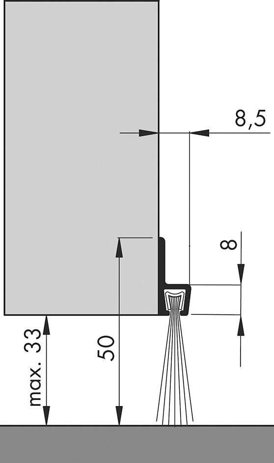 Türbodendichtung alu IBS 50 250cm m.PP Bürste ELLEN