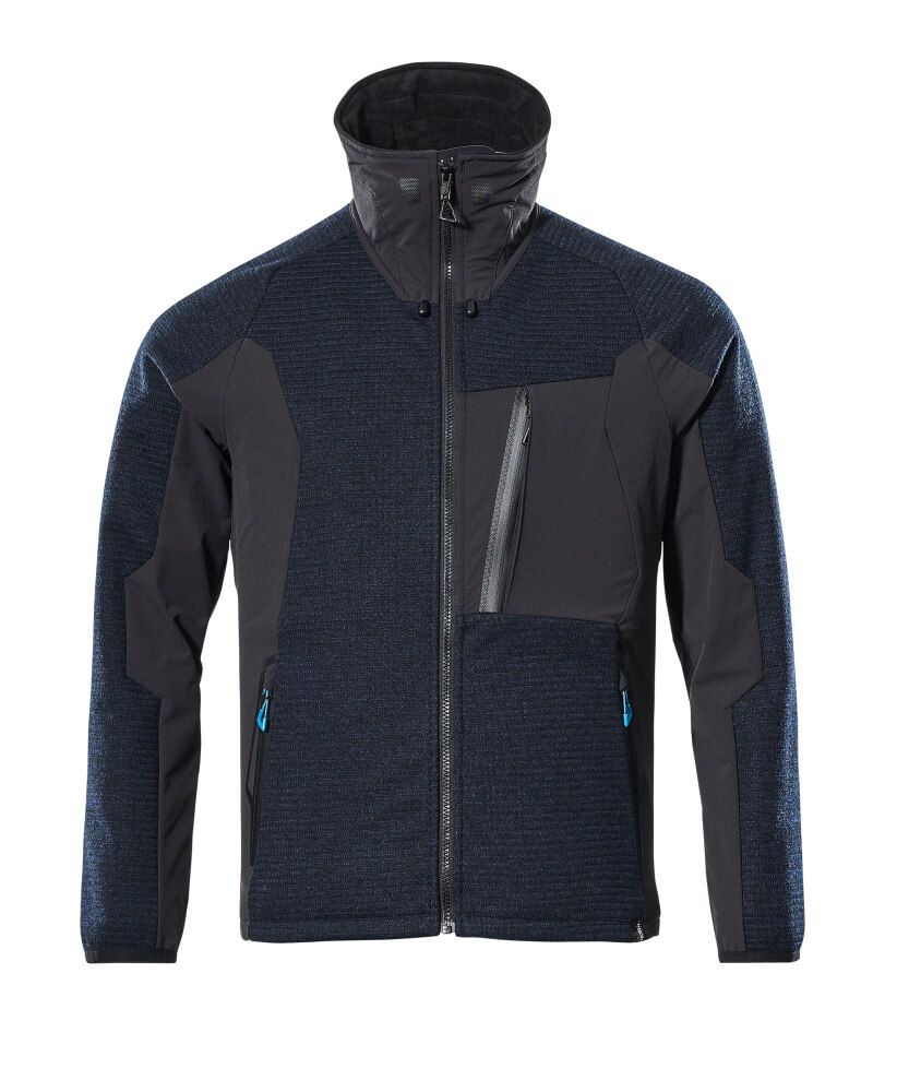 Strickjacke mit Reißverschluss Schwarzblau/Schwarz, 2XL