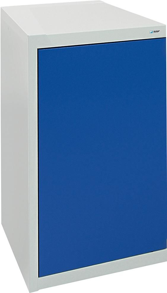 Flügeltürenschrank B500xT500xH900 mm RAL 7035/5010 2 Fachböden