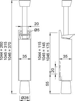KWS 1046 Türfeststeller 120mm Hub,Stopfen schwarz