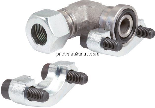 Winkel-Flanschverschraubung 1/2"-SAE (3000 PSI), 15 L (M22x1,5)