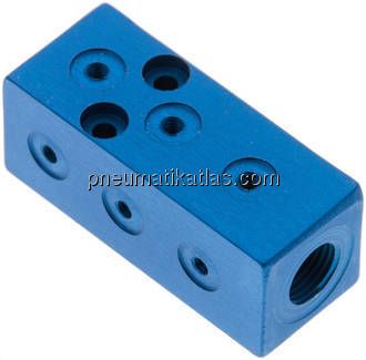 Verteilerblock 1 x G 1/8"-9 x M 3, Aluminium