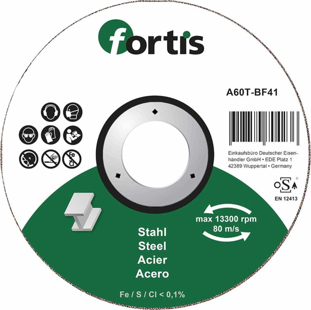 Trennscheibe Stahl 115 x 1,0 mm gerade FORTIS