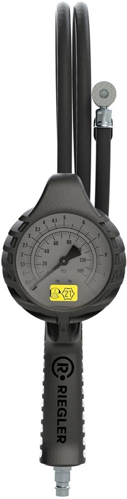 Hand-Reifenfüllmesser mitHebelstecker, drehbar, geeicht, Manom. Ø80mm, 0-12bar/170psi RIEGLER