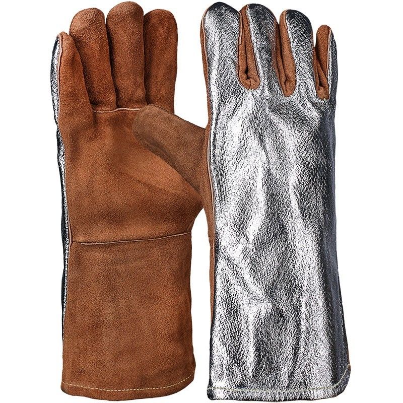 Hitzeschutzhandschuh, Sebatanleder,5-Finger, 34 cm, Alu, 10