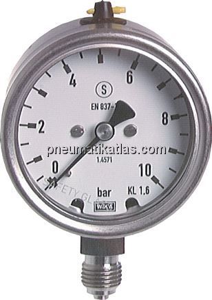 Sicherheits-Manometer senkrecht, 63mm, -1 bis 0 bar