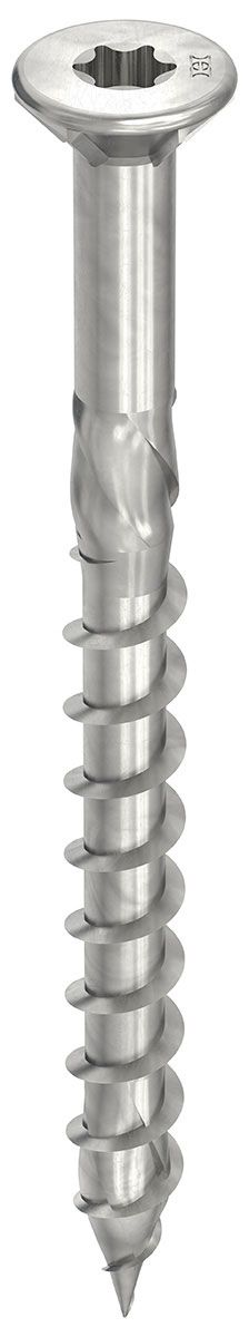 HECO-TOPIX-plus A2 5,0 x 45, Terrassenbelagschraube, Senkkopf mit Fräsrippen, HECO-Drive, Teilgewinde, blank, gleitbeschichtet, 200 Stück, VARIANTA-Handwerkerverpackung