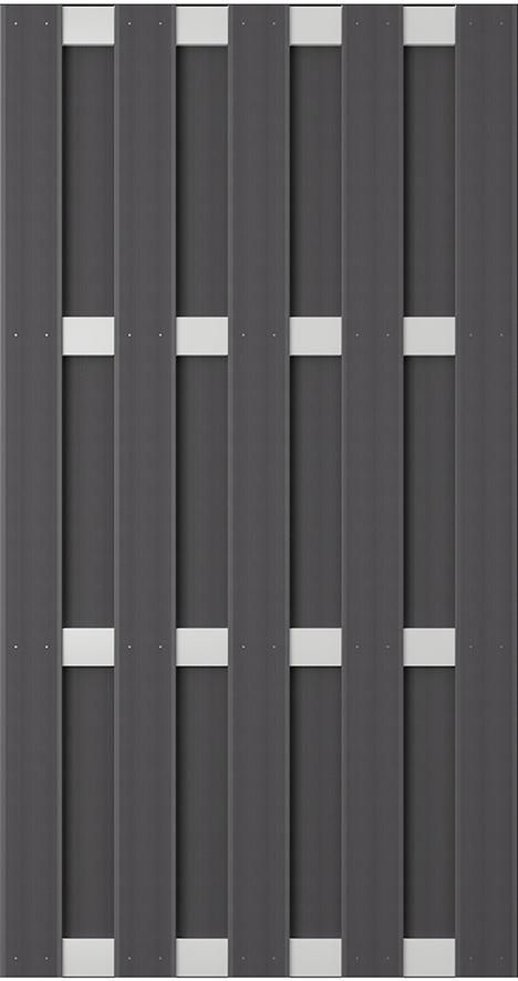 ELDENA-Serie GRAU 90 x 180 cm hell eloxiert4 Querriegel ALU WPC-Bretterzaun