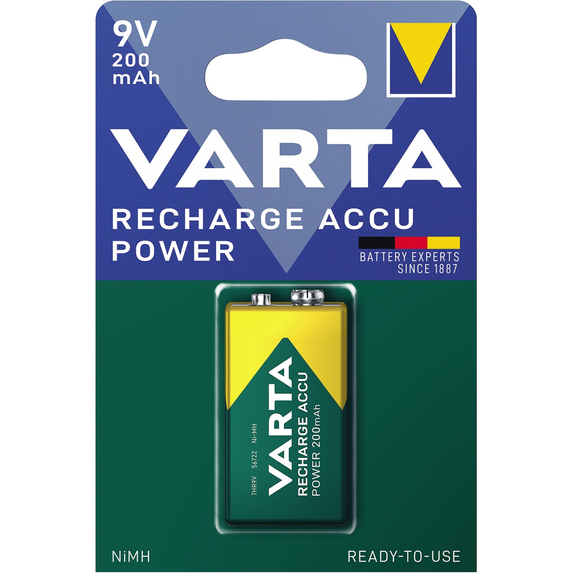Batterie RECHARGEABLE Akku E-Block 9V 200mAh VARTA