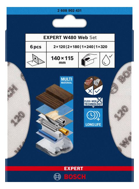 BOSCH Handschleifblattsatz, 6-teilig