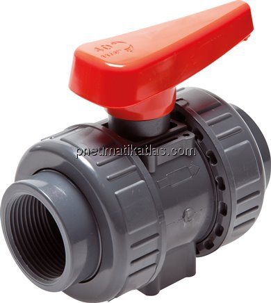 Kugelhahn, PVC-U / EPDM, Rp 3/8" (Industrieausführung)