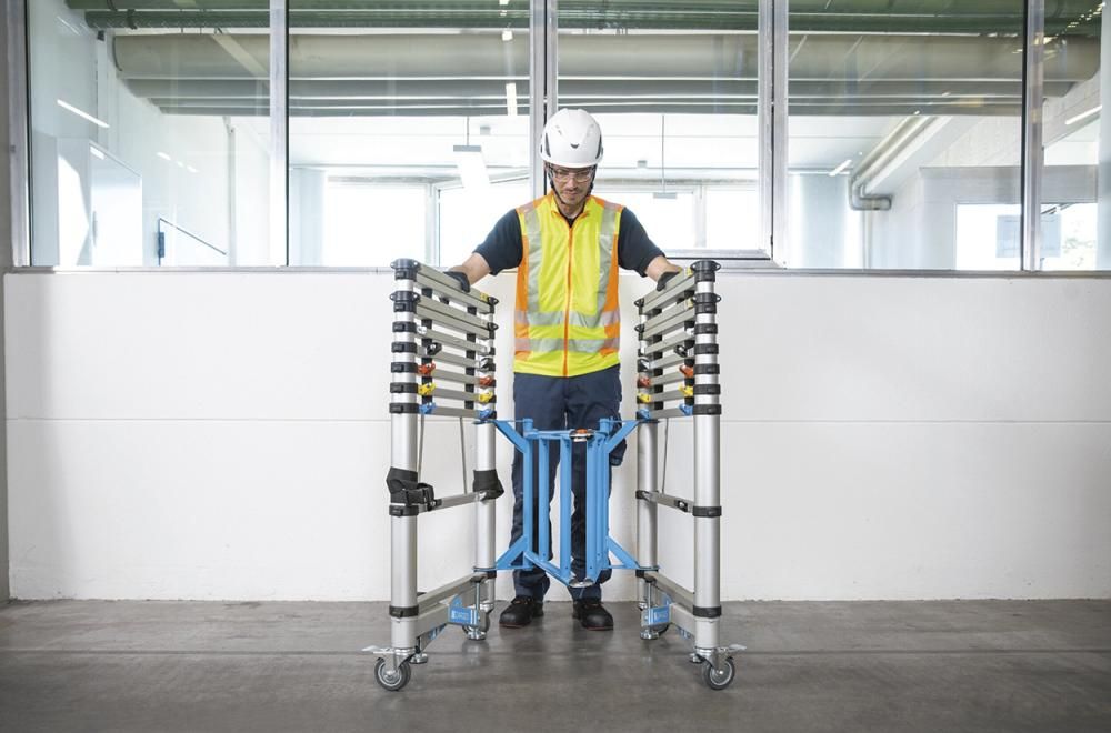 ZARGES Teleskopgerüst Teletower Arbeitshöhe 4m Plattform 1,4x0,6m