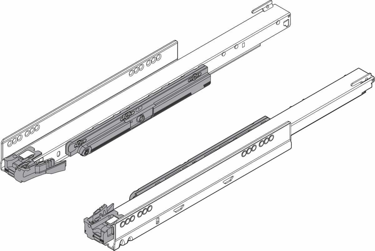 LEGRABOX Korpusschiene mit TIP-ON, Vollauszug, 40 kg, NL=450 mm, links/rechts, verzinkt