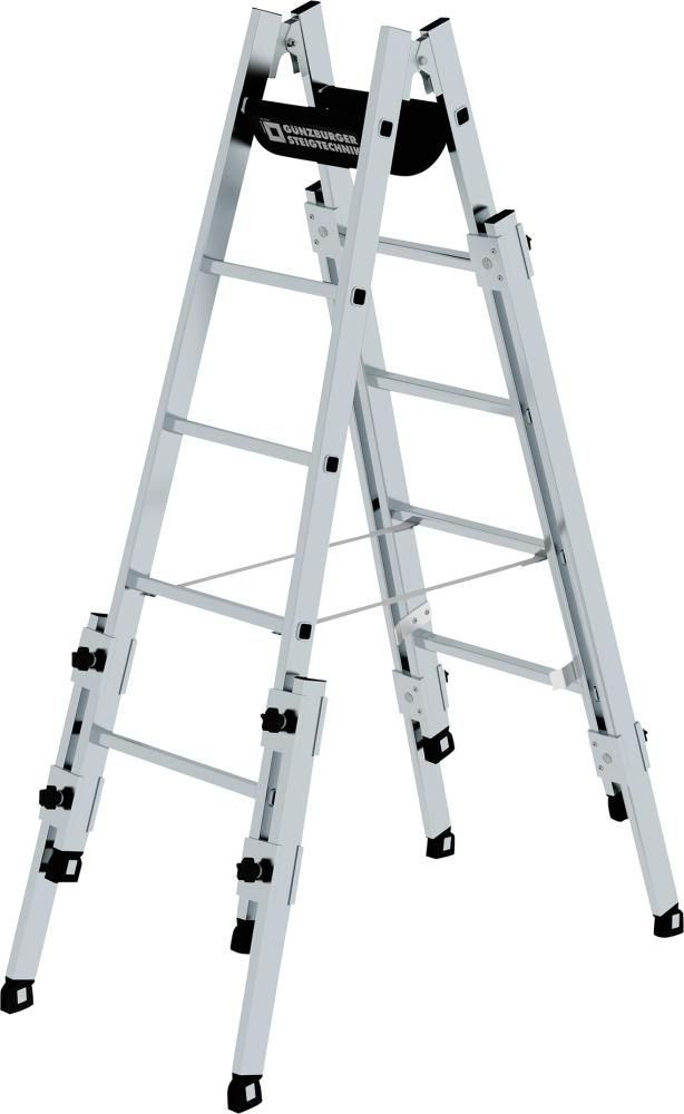 Alu-Stehleiter 2x5 Sprossen, treppeng. Leiterlänge 1,50 m Arbeitshöhe bis 3,60 m
