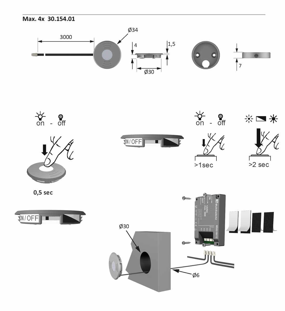 MultiSwitch2 Touchdimmer Ein- u. Aufbau