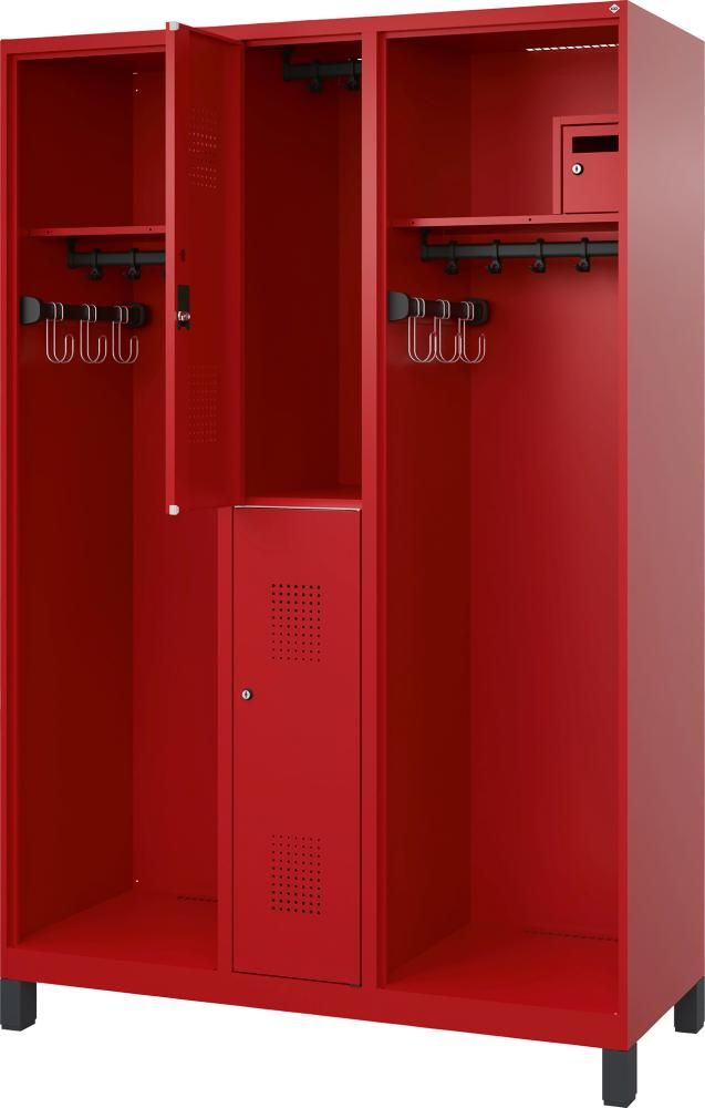 Feuerwehrspinde MAXI 100mm Füße Fach 200mm RAL 3000/3000 B1200xT500XH1950mm