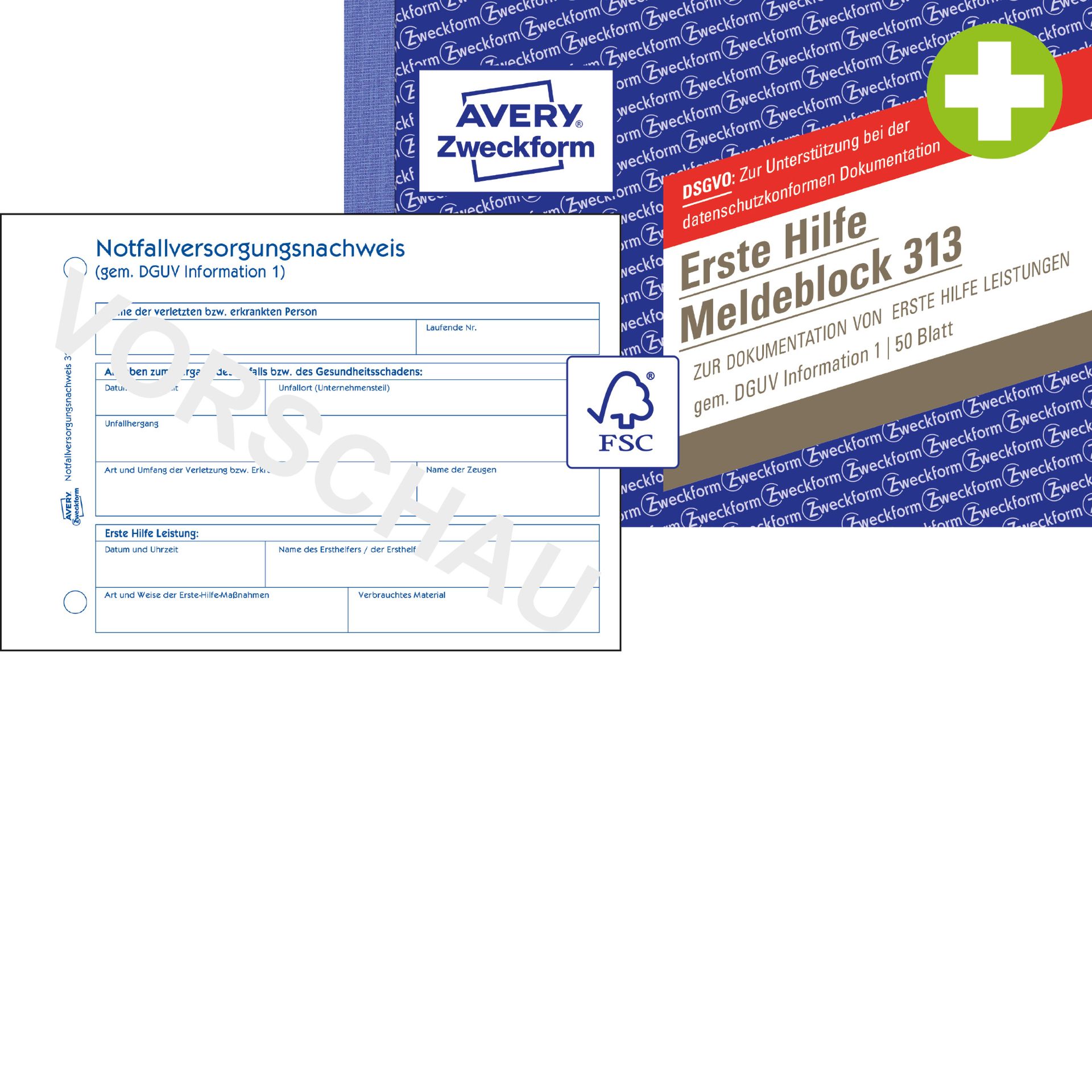 Meldeblock Erste Hilfe A6 50 Blatt