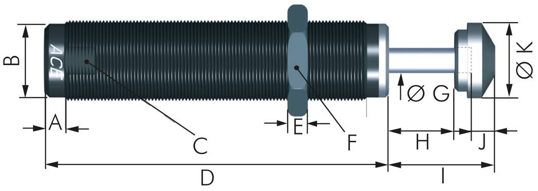 ACE-Stoßdämpfer, M 10x1, selbsteinstellend, Hub 8 mm