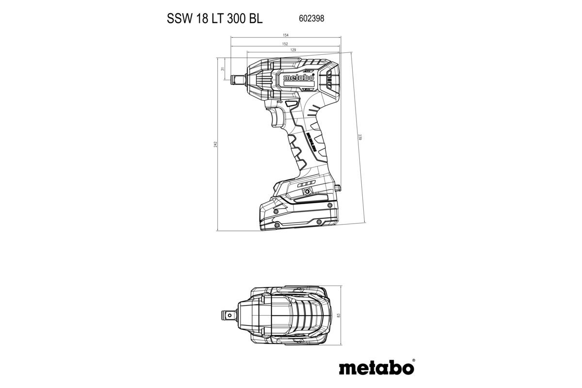 Akku-Schlagschrauber soloSSW 18 LT 300 BL Metabo ohne Akku ohne Ladegerät metaBOX