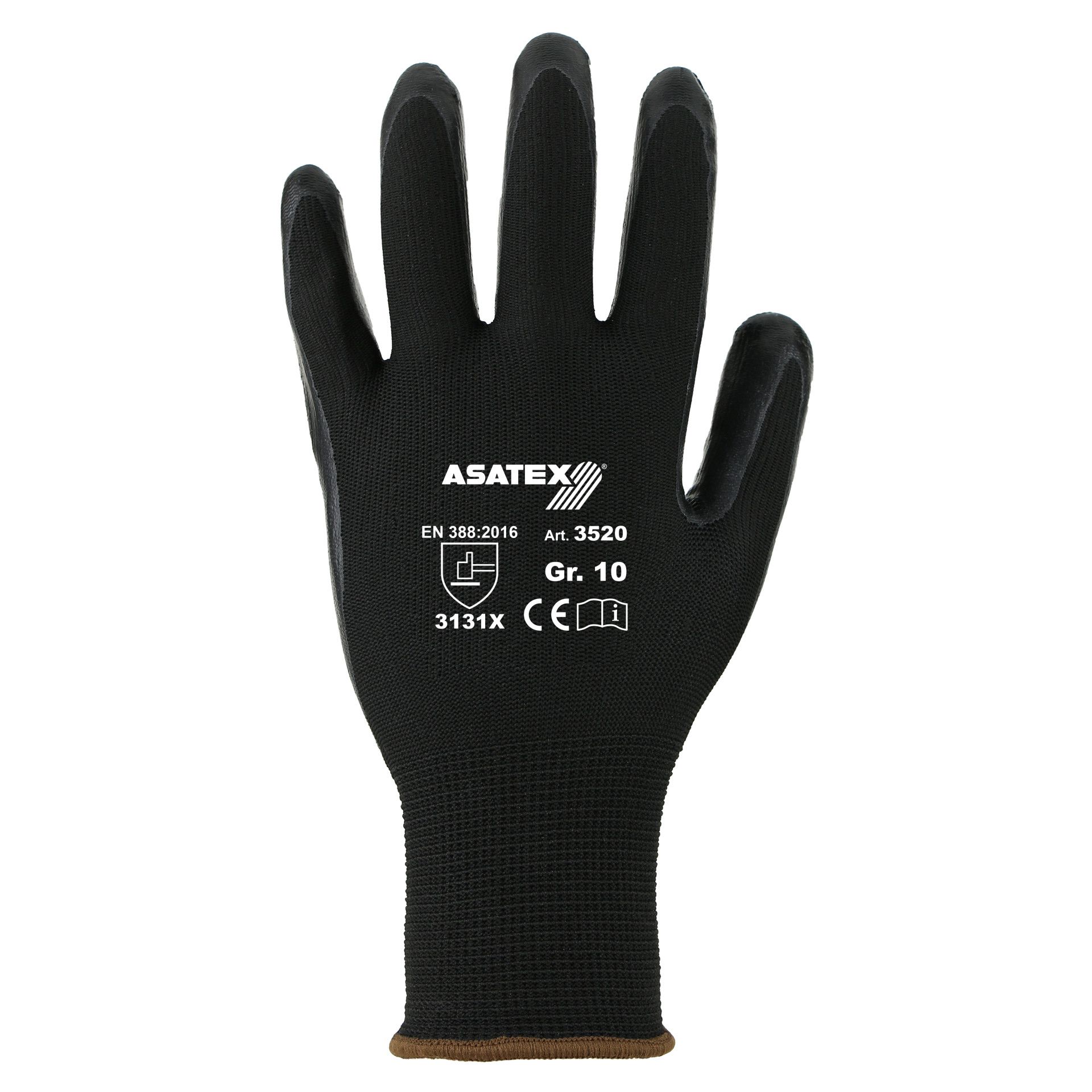 Feinstrick-Handschuh 3520 beschichtet, schwarz, Gr. 6