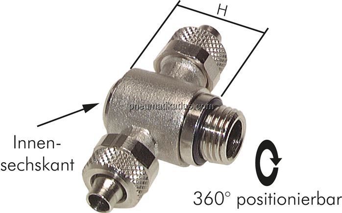 T-Verschraubung G 1/8"-6x4mm, Messing vernickelt, Innenskt.