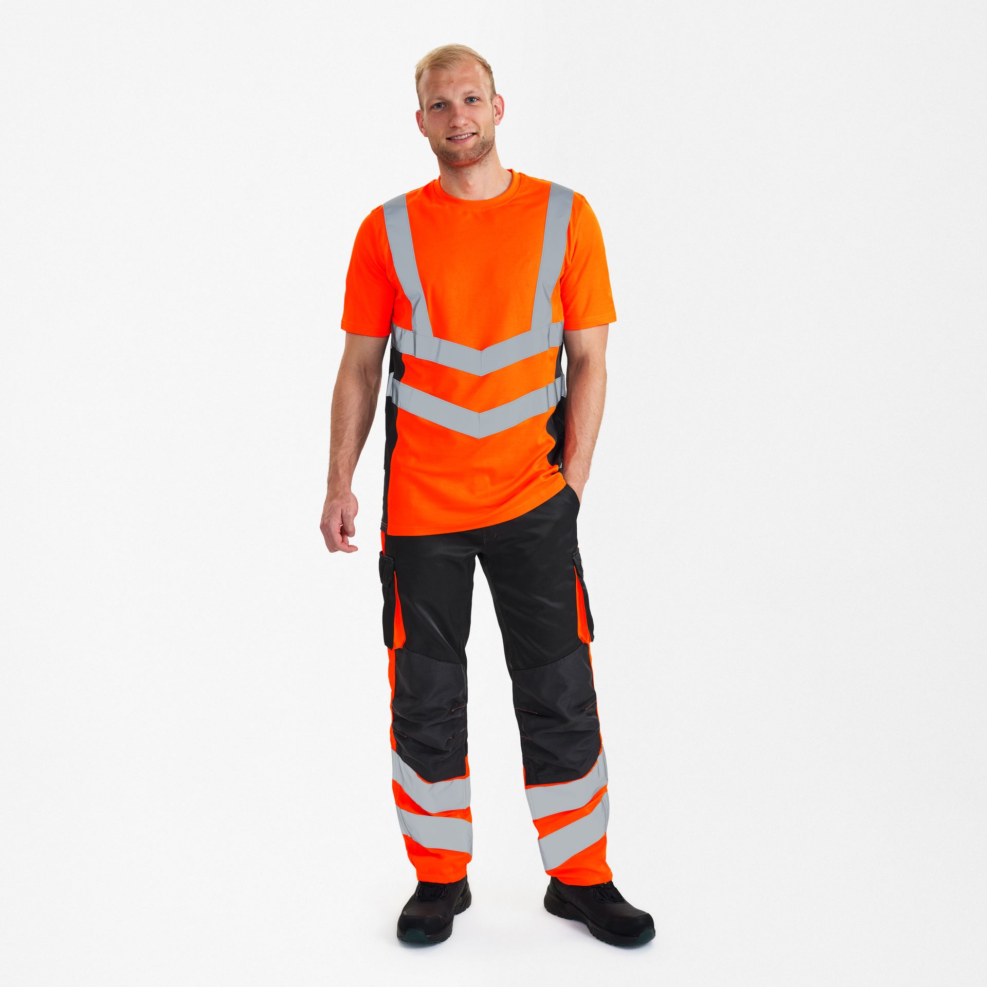 Safety T-Shirt Orange/Anthrazit Grau, Gr. 4XL